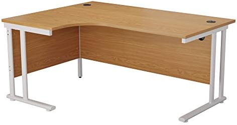 Office Hippo Professional Left Corner Office Desk, Wood, White, White Frame, 160 x 120 x 73 cm