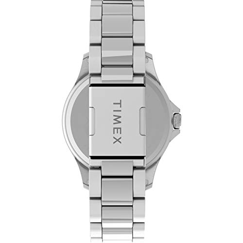 Timex Men's Navi Xl 41Mm Stainless Steel Analog Quartz Leather Strap, Silver, 20 Casual Watch (Model: Tw2U10800), Silver-Tone/Black #TOP22