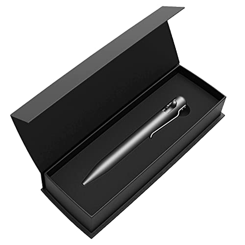Bastion Grey Titanium Bolt Action Pen With Gift Case - Luxury Executive Lightweight Retractable Writing Ballpoint - Ink Refillable Office Pocket Edc Rust Resistant Metal Pens For Men & Women #TOP7