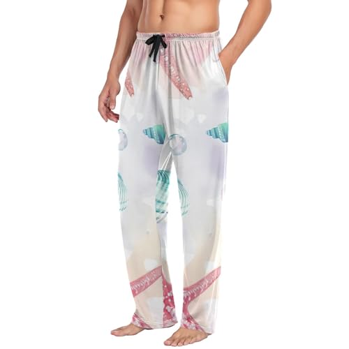 Men's Pajama Pants Colorful Seashell Starfish Sleep Pajama Lounge Pant with Pockets, Elastic Waistband4