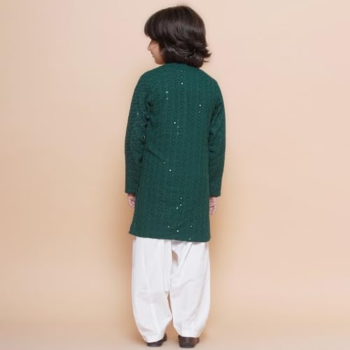 Image of AJ DEZINES Kids Kurta Pajama Set For Boys | Embroidery Chikankari Kurta Set | Traditional & Festive Outfit | Cotton Stylish Boys Kurta Pyjama | Perfect For Festivals Wedding & Family Function
