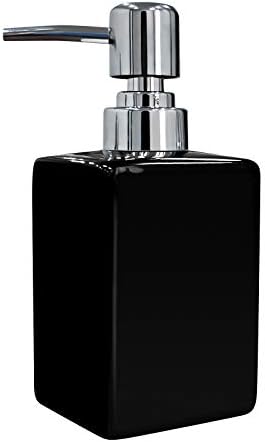 Ceramic Soap Dispensers, 320ML Square Classical Soap & Lotion Pump Dispenser for Kitchen/ Bathroom/ Laundry Room, Refillable Shampoo, Hand Soap, Dish Soap, Essential Oil (Black)