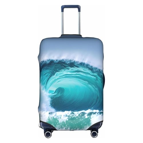 Housse de protection élastique pour bagage blanc imprimé vagues XL