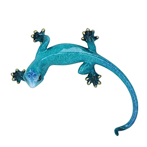 Sculpture murale lézard gecko bleu moucheté en résine décorative