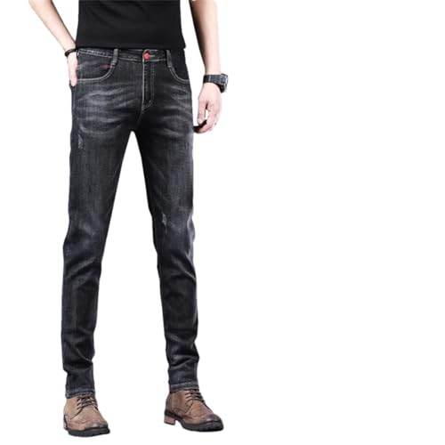 Men's Jeans Skinny Fitness Gray Blue Black Stretch Pencil Pants Denim Trousers Cowboys