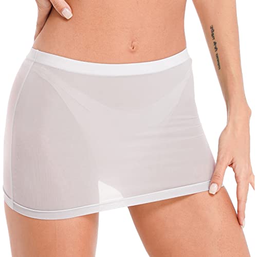 Woman's Mesh Sheer Transparent Ruched Micro Mini Hip Skirt Night Club Bodycon Pencil Skirt2