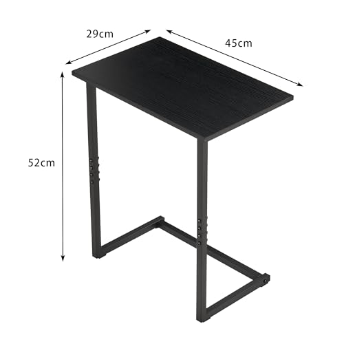 VECELO サイドテーブル コの字 テーブル 幅約45×奥行約29×高さ約52cm ソファーテーブル コーヒーテーブル C形茶卓 ベッドテーブル 小型家具 コの字型 軽量 ベッド横 かんたん組立 省スペース スリム 耐荷重がいい [2]