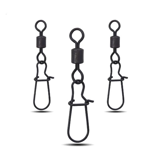 50 conectores giratorios mate en negro para pesca miniatura 1