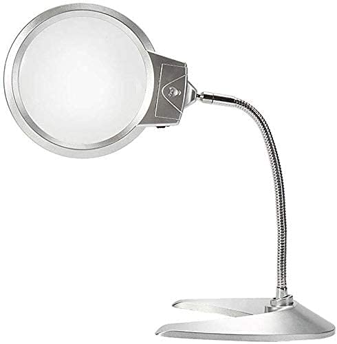 Lupa de mano de vidrio 5x HD con luces led potentes y espejo de aumento de 10x