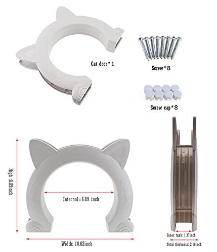 Cat Door Interior Pet Doors for Cats Kitty Shaped Hole Cat Gate Pass Fits Inside Door Hides Litter Box Furniture for Small Pets up to 21lbs