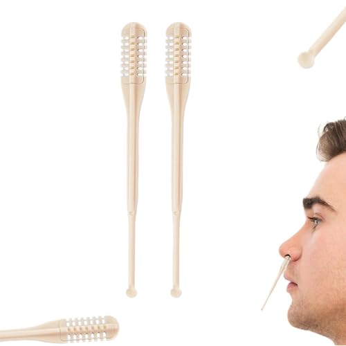 2-in-1 Nasal Hair Cutter, 2025 Upgrade Double Sided Nose Hair Knife 360° Rotating Manual Nose Hair Trimmer with Ear Picker, Nostril Hair Remover Tool Soft Cleaning Brush for Men & Women (2)