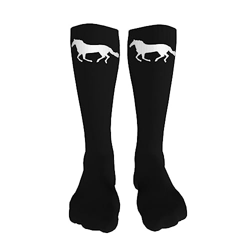 White Horse Knee High Socks For Women Long Tube Socks Athletic Compression Socks Unisex High Socks Girls3
