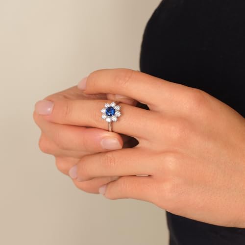 Aura Pearl 3.7Ct Lab-Grown Blue Sapphire Rings For Women, Adjustable Rings Set With Cubic Zirconia, Sapphire Engagement Rings Anniversary Birthday Gift For Her — view 3