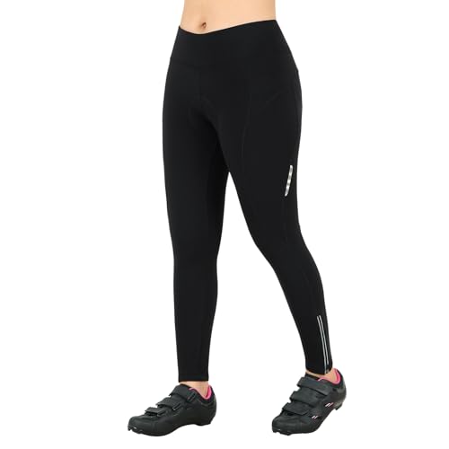 Women's Cycling Pants 3D Padded Compression Tight, Long Bike Bicycle Pants with Wide Waistband