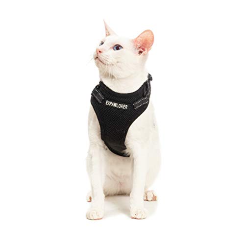 EXPAWLORER Escape Proof Cat Harness-Adjustable Light Comfortable Breathable Mesh Vest with Reflective Strap