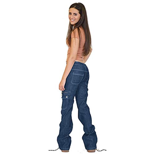 Jean cargo femme jambe droite rétro à nouer pour un look décontracté