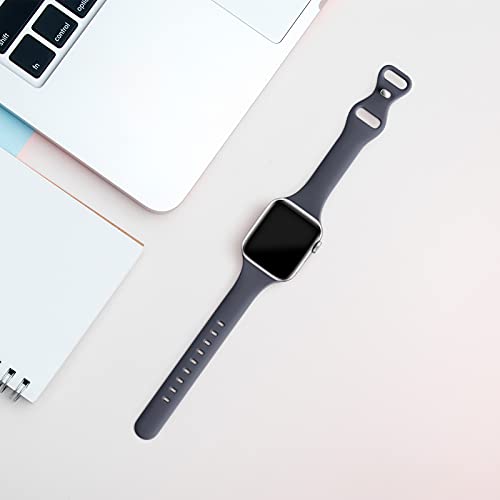 Image of Thin Slim Band Compatible with Apple Watch 38mm 40mm 41mm 42mm 44mm 45mm 46mm 49mm, Replacement Silicone Sport Strap for iWatch Series 11 /10 /9 /8 /7 /6 /5 /4 /3 /2 /1 Ultra SE Women Men, Blue Gray