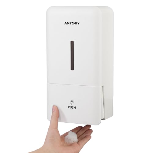 anydry Dispenser Schiuma a Parete 800ml Manuale con Finestra Visibile, Tecnologia Schiuma Avanzata, Ricarica Semplice per Uso Domestico/Commerciale 1006F (Bianco)