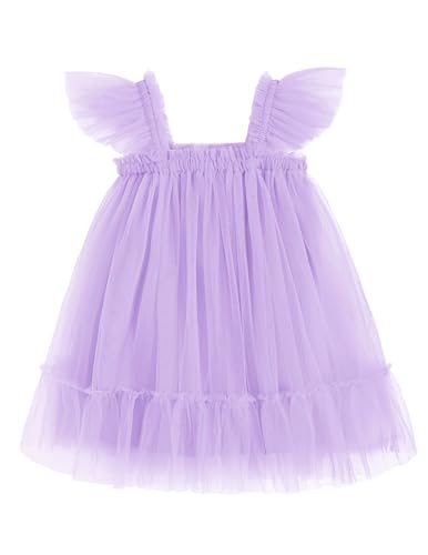 Image of Arshiner Toddler Tulle Dress for Girls Layered Tutu Ruffle Dresses Swing Twirly Fairy Summer Birthday Party Wedding Sundress