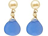 Gemshine Damen Ohrringe, rauchblaue Chalcedon Tropfen. 925 Silber, hochwertig vergoldet oder rose Ohrhänger. Nachhaltiger, qualitätsvoller Schmuck Made in Germany, Metall Farbe:Silber vergoldet