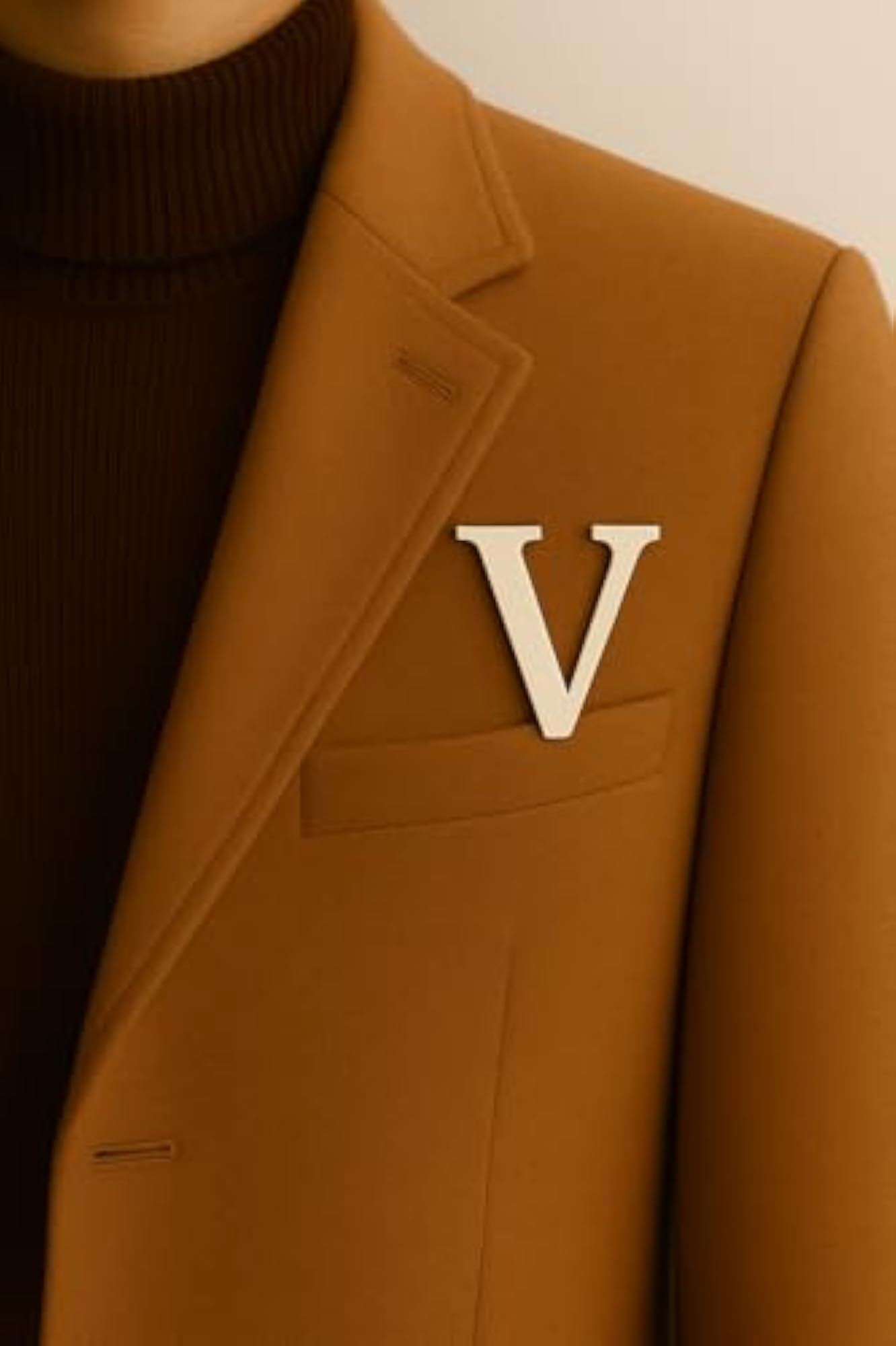 Letter V Lapel Pin, Premium Polished Silver Initial Badge