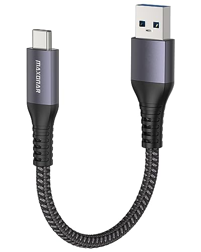 Maxonar USB C Kabel Kurz 20cm/0.2M 10Gbps USB3.2 Gen2 Datenkabel Typ C Android Auto QC3.0 3.1A USB A auf C Schnellladegerät für Samsung Note20 Galaxy S23/S22/S21/S20 Z Flip5 Tab S9 Pixel 8 OnePlus 11