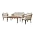 4-Piece Patio Conversation Set, Outdoor Sofa Set with Solid Wood Loveseat, 2 Chairs and Table, Outdoor Conversation Group with Thick Cushion for Backyard, Poolside, Garden, Beige Cushion, Grey Rope