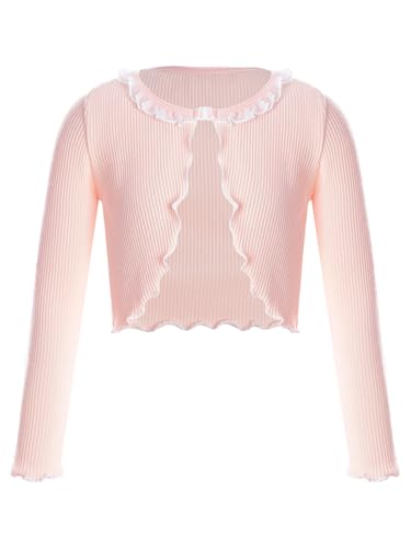 TiaoBug Kids Girls Knit Ballet Wrap Tops Long Sleeve Dance Gymnastics Cardigan Dance Sweater Ballerina Dancewear