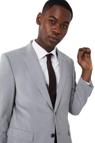 Image of Burton Light Grey Tailored Fit Essential Suit Jacket, 38R, Grey