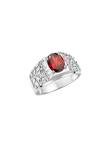 Image of Rylos Men's Rings Designer Nugget Ring: Oval 9X7MM Gemstone & Sparkling Diamonds - Color Stone Birthstone Rings for Men, Sterling Silver Rings in Sizes 8-13. Mens Jewelry