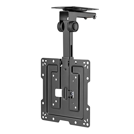 Mount Plus CM322 Flip Down TV and Monitor Roof Ceiling Mount | Fits Flat Screen 19 to 42 Inch | VESA Compatible 100x100, 200x200 | Height Adjustable | Pitched Roof