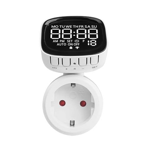WJnflQN Toma De Corriente Con Temporizador | 360 Grados Giratorio | Temporizador Digital Para Enchufe - Para Acuario, Para Hogar, Para Piscina, Para Lámpara Exterior, Para Cocina, Para Jardín Interior