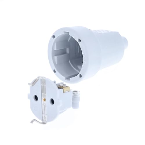 as - Schwabe PVC Kupplung - Schutzkontaktkupplung mit doppeltem Schutzkontakt - Anschluss Leitungen bis max. 1,5mm² - 230V - 16A - IP20 - Grau, 62223