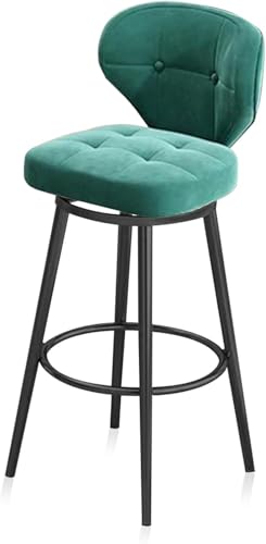YZYSHA Swivel Velvet Bar Stools with Back Set of 3 Upholstered Kitchen Island High Chairs Pub Chair Black Footrest Stool(1 Pcs,65cm)