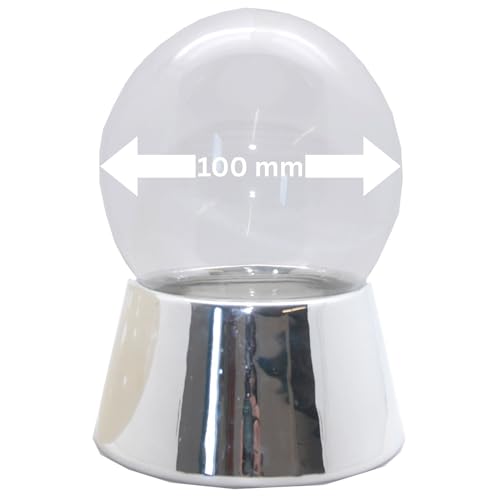 Snowglobe-for-You 40046 - Palla di neve fai da te, 100 mm, con base argento, con sfera in vetro, per l’installazione del carillon, fai da te