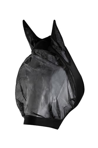 HORZE Soft Comfort Spandex Insect and Fly Mask for Horses - Black - Cob