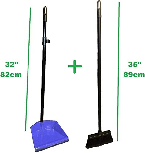 Cotarba Long Handled Dustpan and Brush Set Dust Pan Handle Broom Upright Sweep Set Lobby Dust Pan with Long Handle Sweeping Broom Purple