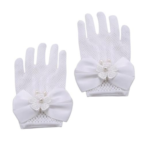 GALPADA White Lace Dress Gloves with Bow Soft Comfortable Wedding Party Costume Accessories for Decorative Stage Performance Gloves for Flower and Ballet