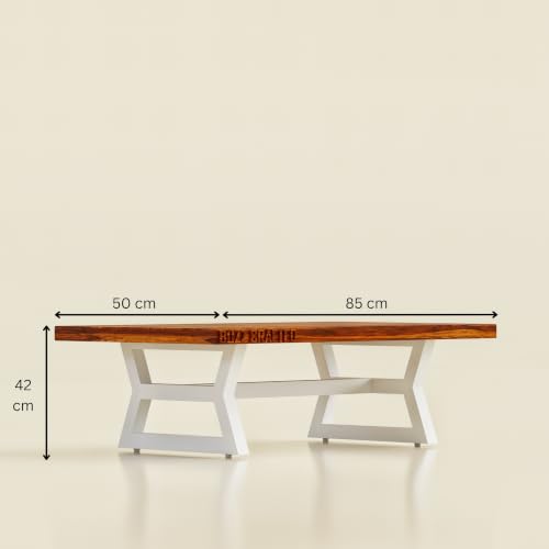 Image of Coffee Table, Solid Sheesham Wood, Brown & White | Solid Sheesham Wood