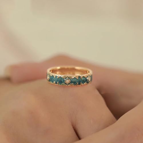 Image of Lishanti Stackable Enamel Rings for Women - Adjustable Copper Rings with Rhodium Plating, Fashion Jewelry for Parties, Weddings, and Gifts