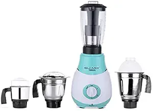 Su-mix Riaa Powerful 750W Mixer Grinder with 3 Stainless Steel Jars and 1 Juicer Jar (1 Wet Jar, 1 Dry Jar and 1 Chutney Jar), Green-White.Make in India(ISI Certified)