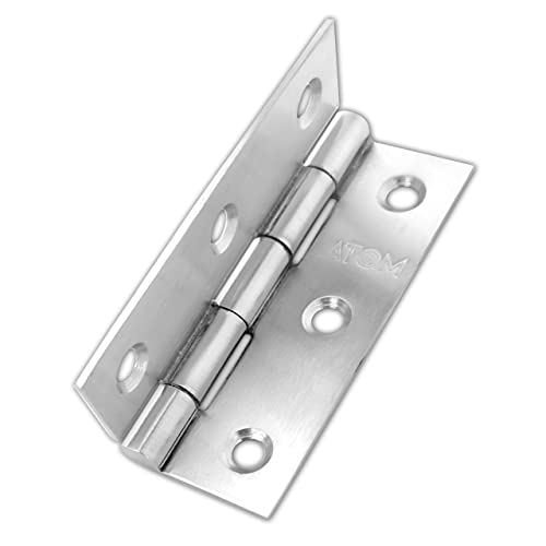Image of Atom 40 Pcs, Stainless Steel Door Butt Hinges | 5 Inch x 12 Gauge /2 mm Thickness, Soft Close Hinge /kabja for Door, Window, Cabinet, Closet, Cupboard, Wooden Box (Silver Satin Finish, HNG-5X12)
