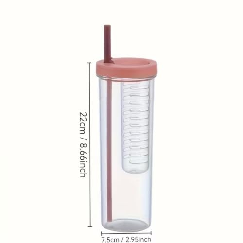 Image of Aider 1000ml Fruit Infuser Water Bottle with Straw, Leakproof BPA-Free Sports Drinking Bottle for Gym, Office, School, Travel & Outdoor (Multicolor)