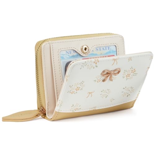 Image of GAEKEAO Small Wallet for Women RFID Blocking Vegan Leather Floral Ladies Purse Bifold Compact Card Holder with Zipper Pocket