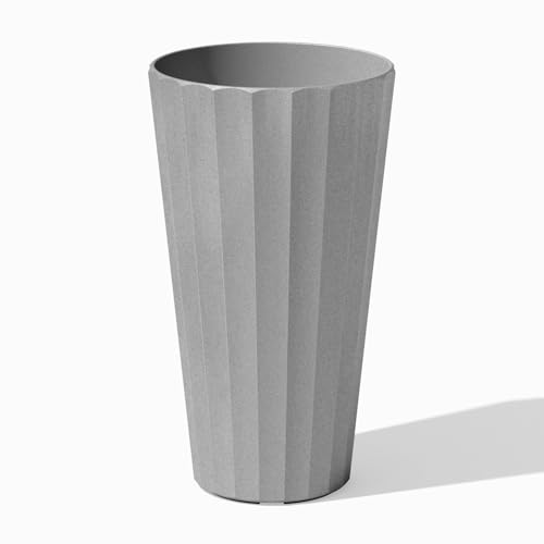 Image of Veradek Column Series Tall Planter - Tapered Outdoor Planter with Shelf