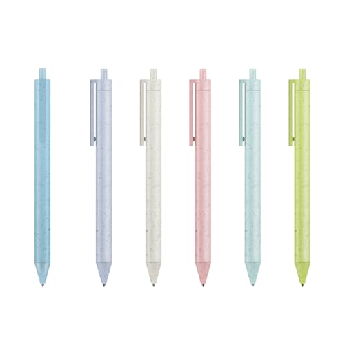 Wheat Straw Cute Macaron Retractable Ballpoint Pen Set