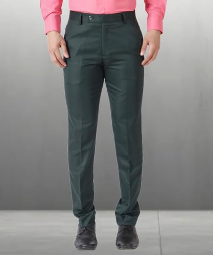 Image of MALENO Men's Slub Effect Solid Trouser | Classic Slim Fit Formal Trousers for Men | Slim Fit Trousers for Men