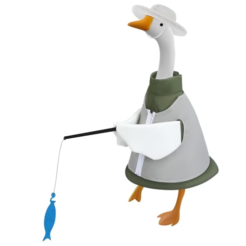Cosblank Fishing Goose Outfit Cute Lawn Porch Goose Costume Clothes for 23'' Cement Duck Outdoor Garden Yard Patio Art Decoration