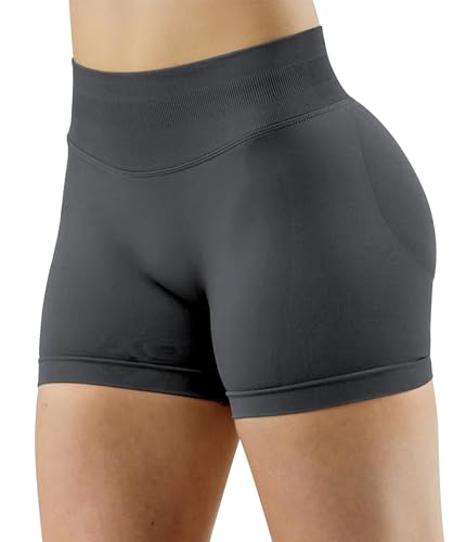 Unthewe Short feminino para treino sem costura, apertado, levanta bumbum, cintura alta, controle de
