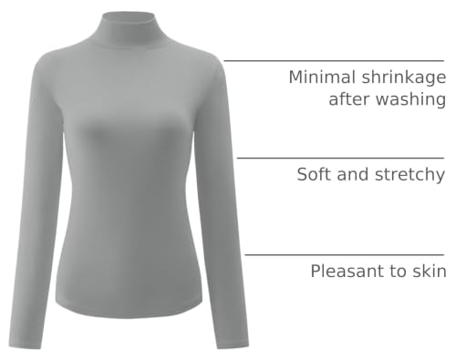 Image of Kindcall Womens Slim Fitted Mock Turtleneck Tops Long Sleeve Lightweight Base Layer Shirts